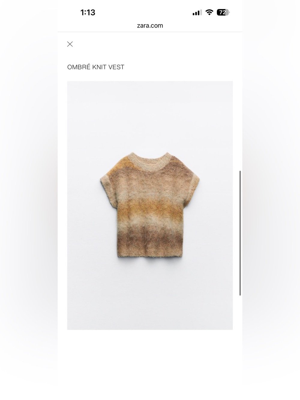 Zara Soft Fuzzy Sleeveless Sweater Vest in Beige and Mustard
